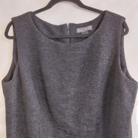Size 18 Jessica Howard Black Sheath Dress Tank Sleeveless Textured - Picture 2 of 8